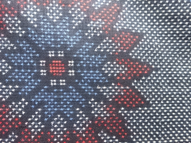 JAPANESE KIMONO / ANTIQUE KIMONO / DORO OSHIMA TSUMUGI / SILK / WOVEN FLOWER / 5MARUKI